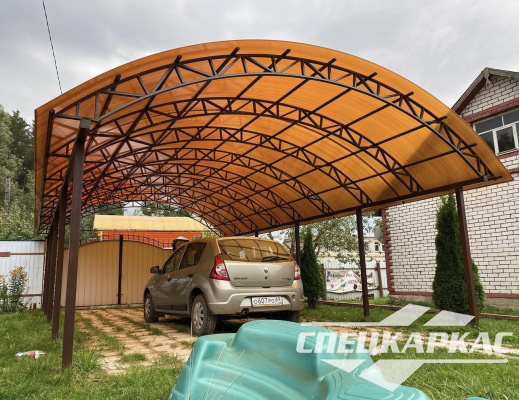 Усиленный навес из поликарбоната для двух автомобилей №96 - фото 1915