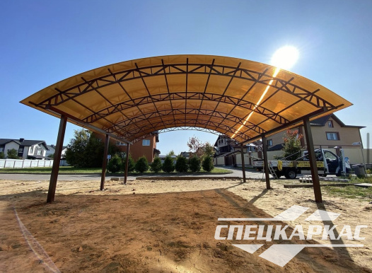 Усиленный навес из поликарбоната для двух автомобилей №88 - фото 1831