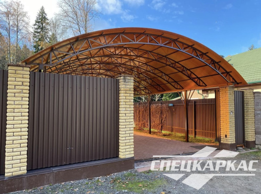 Навес из поликарбоната на 4 автомобиля №52 - фото 1480