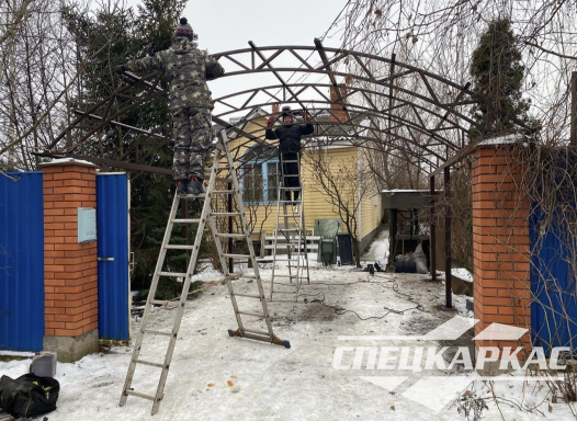 Металлический усиленный навес из поликарбоната для автомобиля №50 - фото 1452