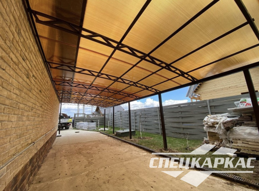 Навес из поликарбоната к дому | Пристенный навес из поликарбоната №2 - фото 976