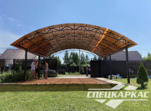 Усиленный металлический навес из поликарбоната для автомобилей №19 - фото 1147