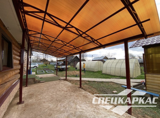 Навес к дому из поликарбоната для террасы №33 - фото 1286