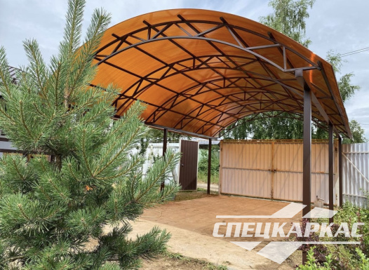 Навес из поликарбоната арочного типа для одного автомобиля №18 - фото 1143